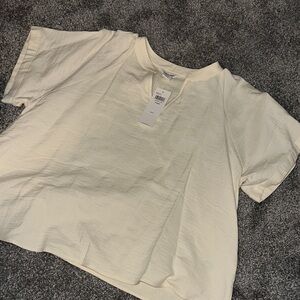 Calvin Klein Cream Short Sleeve Blouse